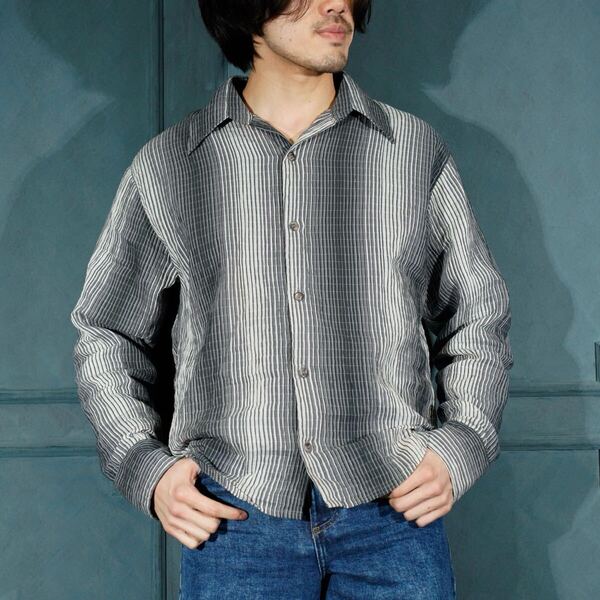 USA VINTAGE GRADATION PATTERNED DESIGN SHEER SHIRT/アメリカ古着グラデーション柄デザインシアーシャツ