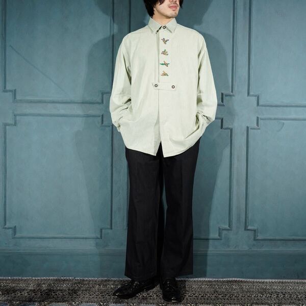 EU VINTAGE LENOX TUCK DESIGN SLACKS PANTS/ヨーロッパ古着タックデザインスラックスパンツ