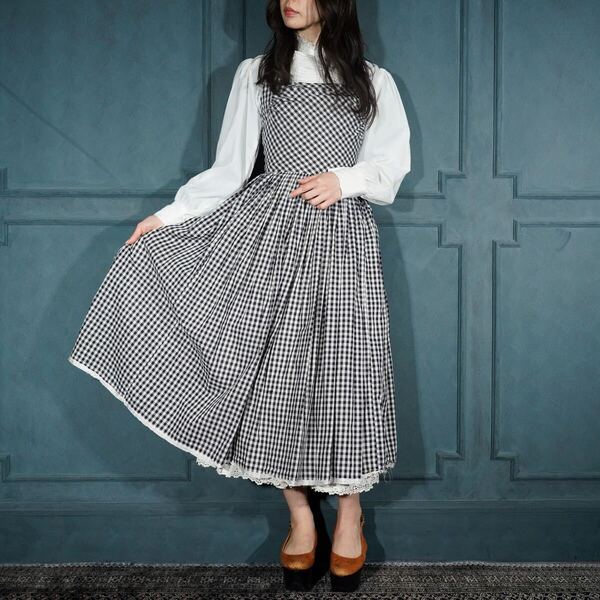 *SPECIAL ITEM* 50’s USA VINTAGE CHECK PATTERNED DESIGN ONE PIECE/50年代アメリカ古着ギンガムチェック柄デザインワンピース