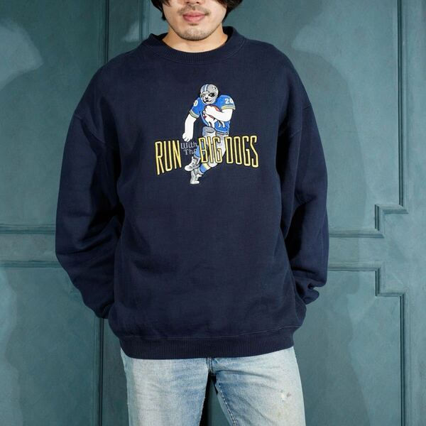 USA VINTAGE BIG DOGS DOG PLAYER EMBROIDERY DESIGN SWEAT SHIRT/アメリカ古着ビッグドッグスわんこプレイヤー刺繍デザインスウェット