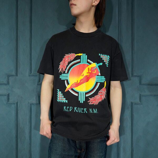 90's USA VINTAGE RED RIVER N.M. CHILI PEPPER PRINT DESIGN T SHIRT/90年代アメリカ古着唐辛子プリントデザインTシャツ