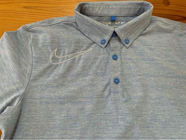 送料込み!! NIKE GOLF 半袖ポロシャツ ボタンダウン 水色 Mサイズ ナイキゴルフ 半袖シャツ 170/88A