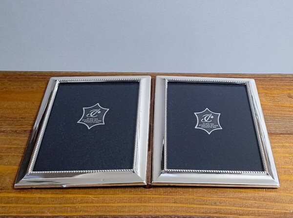 銀製 STERLING SILVER スターリングシルバー シルバー925 PLATA925 2面 フォトフレーム 写真立て ペアフォトフレーム 送料無料 即決