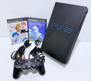 PS2 プレイステーション2 SCPH-50000ミッドナイトブラック本体 コントローラ ,ゲームソフトセット PlayStation2 希少品/動作品(AD-19)