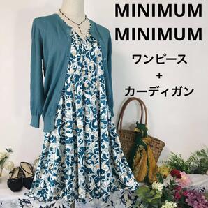 ミニマムミニマム 半袖ワンピース膝丈 カーディガンセット M