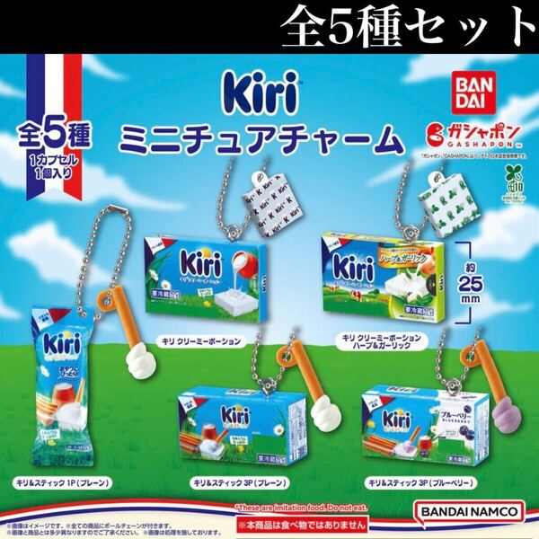 ■送料無料■ Kiri ミニチュアチャーム 全5種セット /チーズ/キリ/ダブルチャーム/ボールチェーン付きフィギュア/コレクション/ガチャ
