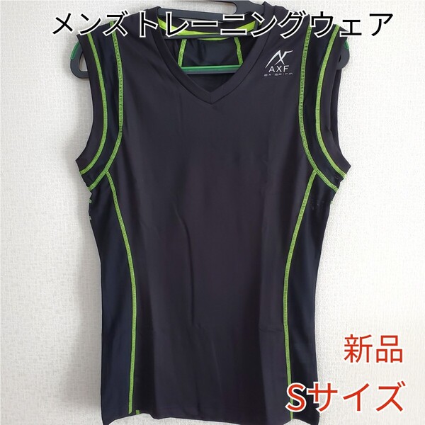 メンズ トレーニングウェア ランニング スポーツ AXF タンクトップ ノースリーブ Vネック Sサイズ イエロー 新品 送料無料