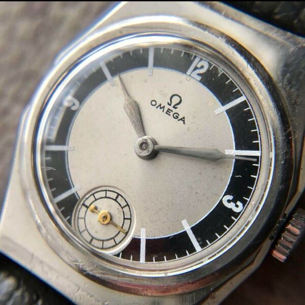30年代 オメガ アンティーク 腕時計 omega 刻印 手巻き スモセコ ブルズアイ スイス アンティークウォッチ 希少品 美品 レア 一点物 稼働良