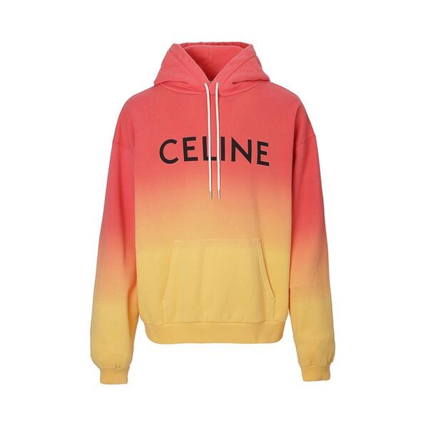 新品 レア CELINE セリーヌ グラデーションパーカ/フーディ/HOODIE LOOSE CELINE メンズ Sサイズ プルオーバー スウェット ロゴ
