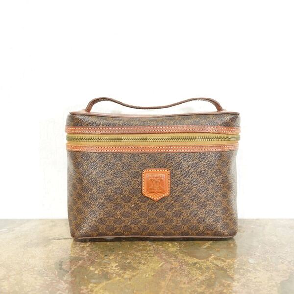 CELINE MACADAM PATTERNED LOGO DESIGN BANITY BAG/オールドセリーヌマカダム柄ロゴデザインバニティバッグ(ハンドバッグ)