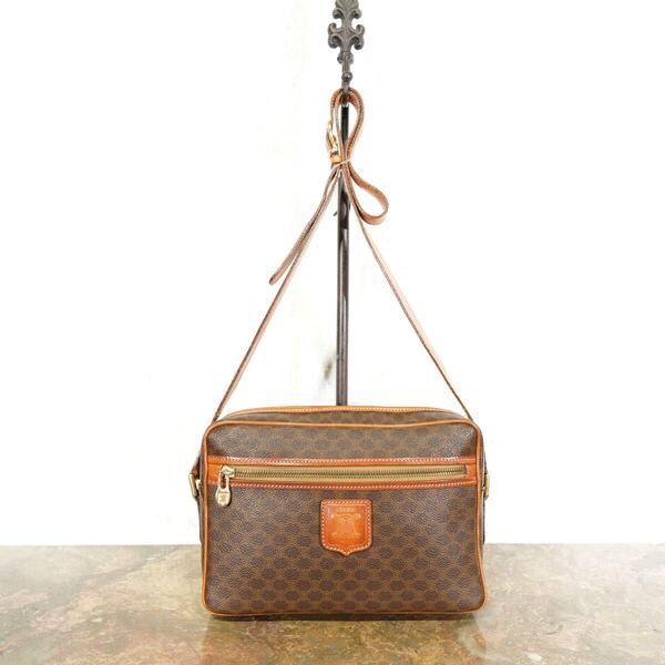 CELINE MACADAM PATTERNED SQUARE TYPE DESIGN SHOULDER BAG/オールドセリーヌマカダム柄スクエア型デザインショルダーバッグ
