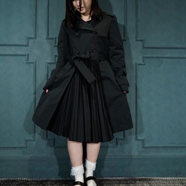 RED VALENTINO PLEATES DESIGN BELTED TRENCH COAT/レッドヴァレンチノプリーツデザインベルテッドトレンチコート