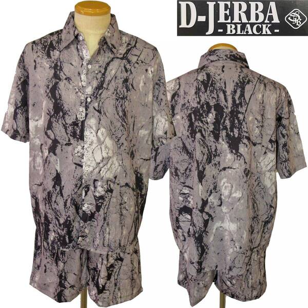 ★D-JERBA BLACK★半・半シャツセットアップ【黒グレー3L】春夏モデル 5550052 ジェルバ