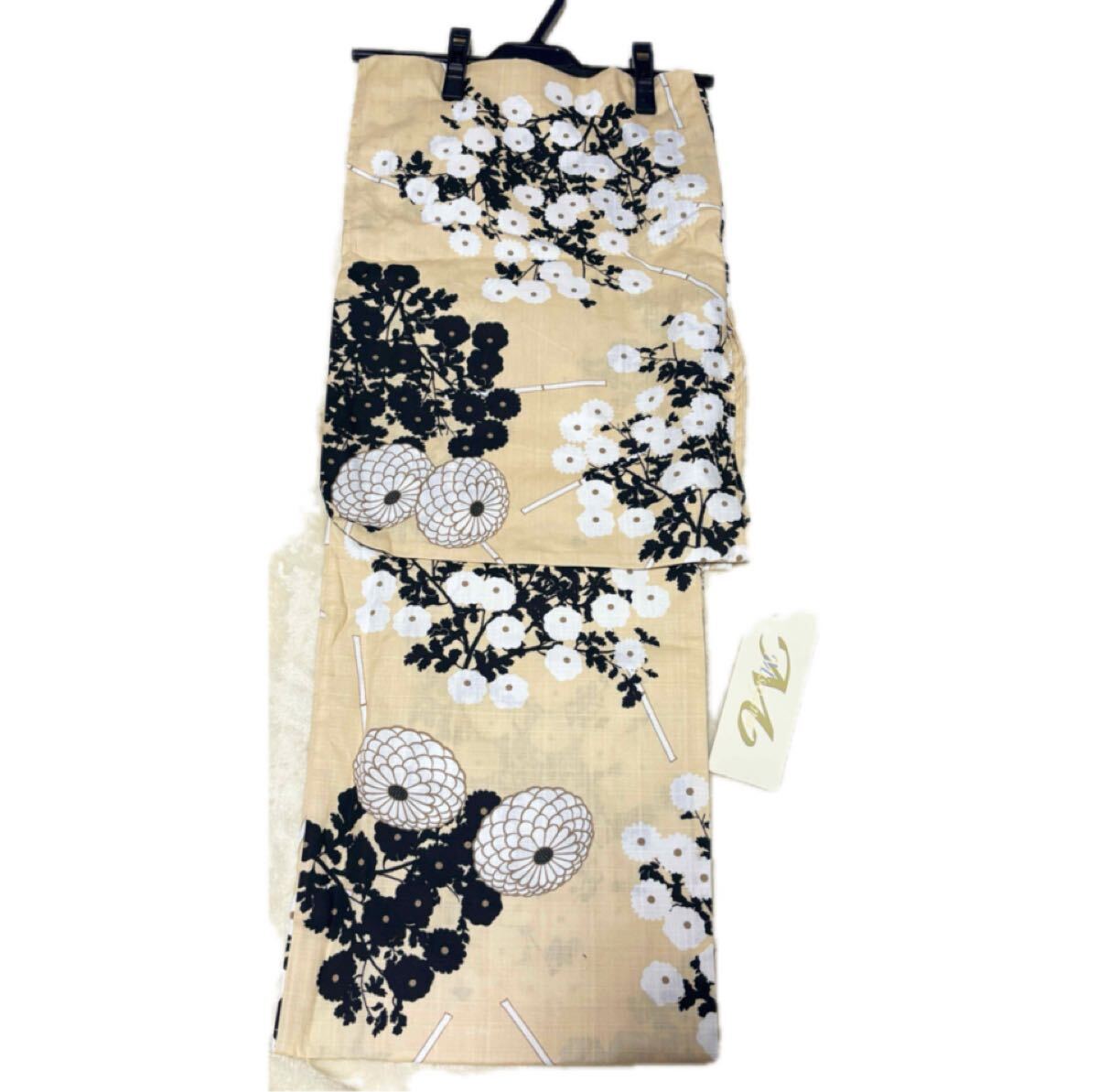 新品★小菊柄 イエローベージュ ゆかた 浴衣 きもの道楽 豆千代 撫松庵 