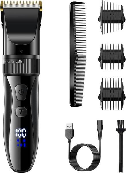 バリカン メンズ 5段階刈り高さ調節&Type-C充電式 ヘアーカッター 電動バリカン 3段階スピード メンズバリカン LCDディスプレイ