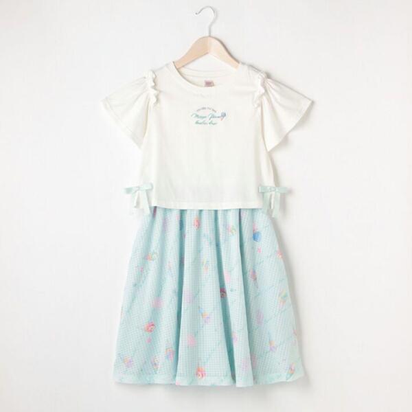 ★美品★メゾピアノジュニア★アイス柄★ドッキング★ワンピース★サイズM★150