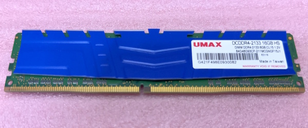 ◇UMAX DCDDR4-2133 16GB HS(一枚のみ) - PC4-17000/DDR4-2133 288Pin DDR4 UDIMM 8GB 動作品