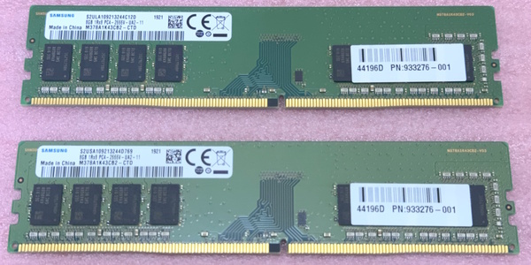 ΦSamsung M378A1K43CB2-CTD 2枚セット - PC4-21300/DDR4-2666/PC4-2666V 288Pin DDR4 UDIMM 16GB(8GB x2) 動作品