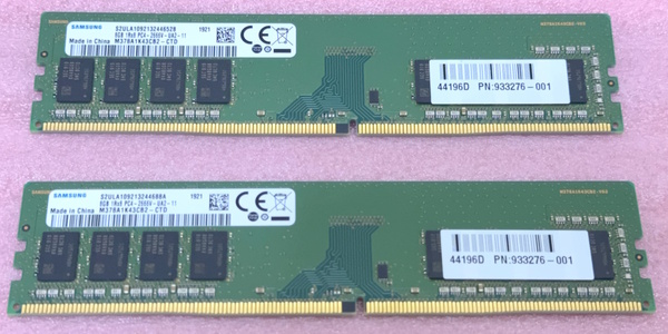 ●Samsung M378A1K43CB2-CTD 2枚セット - PC4-21300/DDR4-2666/PC4-2666V 288Pin DDR4 UDIMM 16GB(8GB x2) 動作品