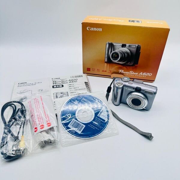 美品 Canon キャノン Power Shot A620 パワーショット コンパクトデジタルカメラ シルバー デジカメ 付属品