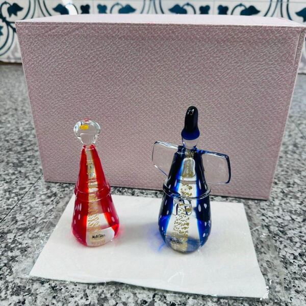 美品 マルティグラス Multi Glass 雛人形 ひな お雛様 ひな祭り ガラス細工 硝子 工芸 置物 アンティーク 箱入り