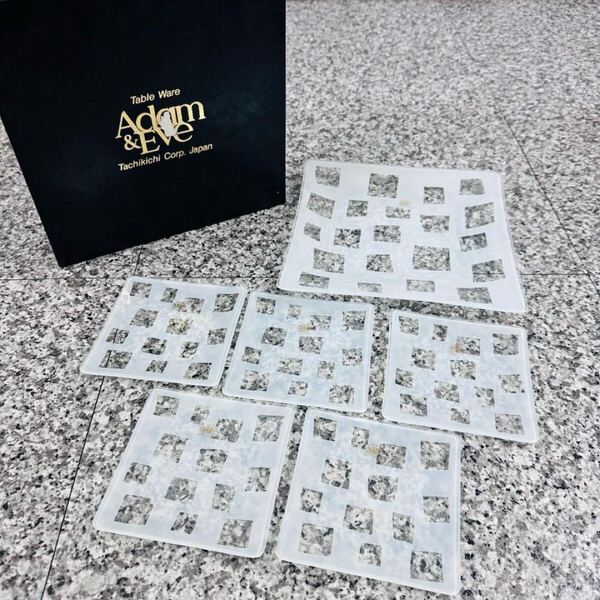 美品 たち吉 Adam&Eve アダムとイヴ テーブルウェア 大小 皿 プレート パーティ 6点 セット 箱入り 現状 クリア