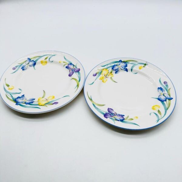 ロイヤルドルトン ROYAL DOULTON レディウッド LADY WOOD プレート ペア 2枚 アイリス柄 花柄 皿 洋食器 約20cm