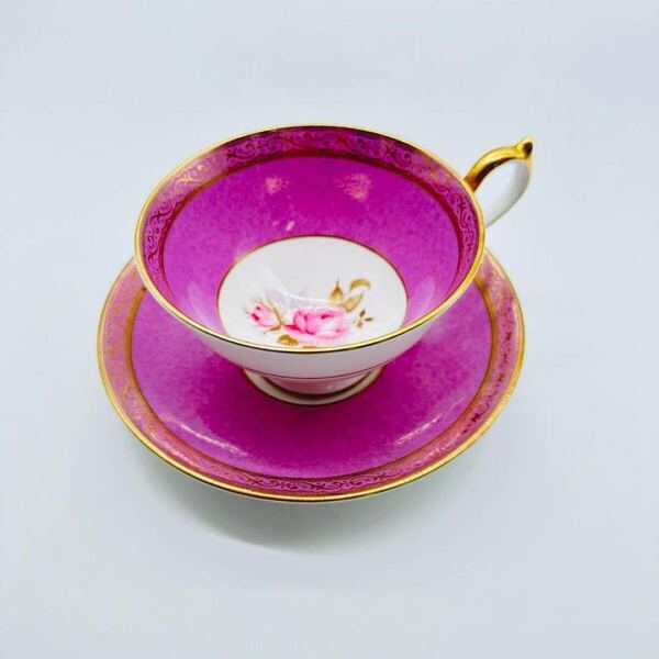 エインズレイ Aynsley ピンクローズ シリーズ カップ&ソーサー 金彩 バラ 薔薇 花柄 現状 ティー コーヒー お洒落