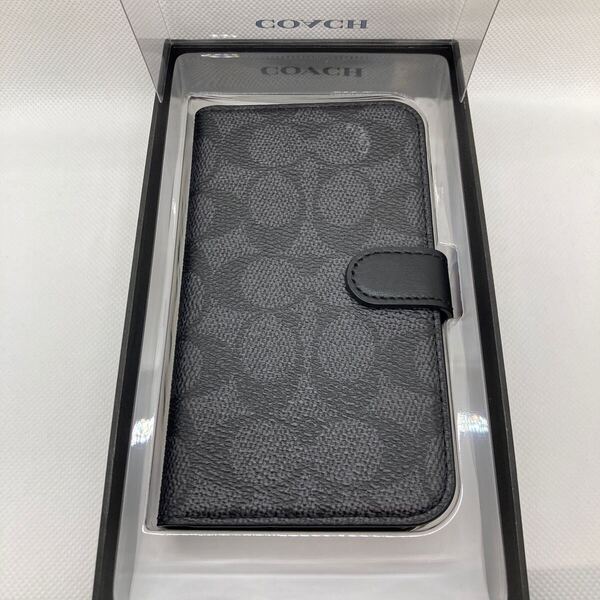 (W13)COACH iphone 7/8/SE(第二世代)用 手帳型ケース/ブラック コーチ スマホケース