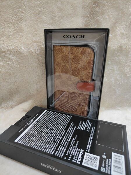 (C013)COACH iphone 12mini 用 手帳型ケース/Brown コーチ スマホケース
