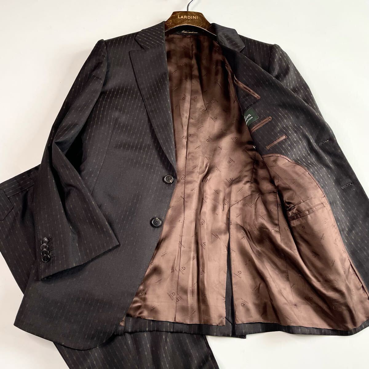 未使用級 DORMEUIL 3ピース モヘア セットアップ ネイビー ストライプ SLY | LACE UP GATHER ショートワンピース (ワンピース(ミニ
