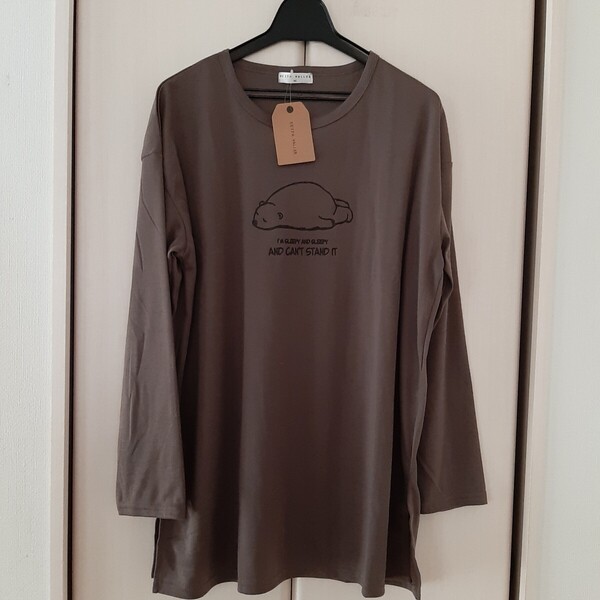 新品【Mサイズ】KEITH VALLER レディース 長袖Tシャツ トップス チュニック ビッグTシャツ ロングTシャツ 3470 ゆったり 大きいサイズ くま