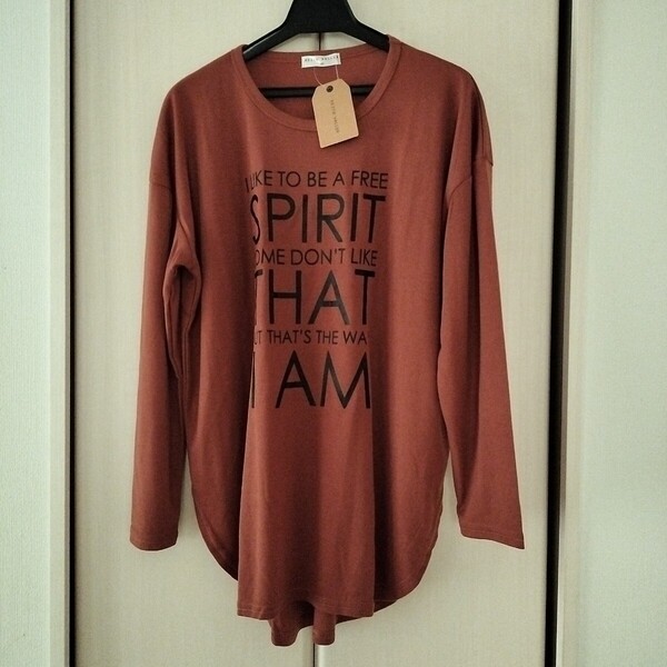 新品【Mサイズ】KEITH VALLER レディース 長袖Tシャツ トップス チュニック ビッグTシャツ ロンT ロング ゆったり 大きめ 3468B ロゴ
