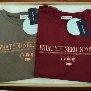 2枚セット【Mサイズ】新品タグ付き Keith Valler 半袖Tシャツ ルームウェア レディース トップス ミセス ロゴ 2018 えんじ&グレー