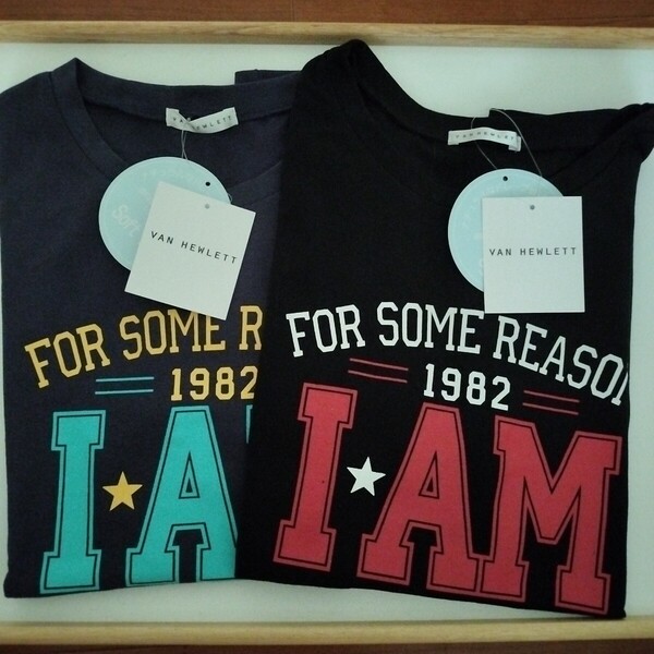 2枚セット【Mサイズ】新品タグ付き VAN HEWLETT 半袖Tシャツ ルームウェア レディース トップス ロゴ IAM 1982 ネイビー&黒 送料無料