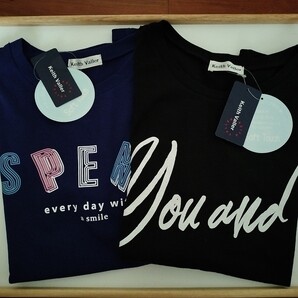 2枚セット【Mサイズ】新品タグ付き Keith Valler 半袖Tシャツ ルームウェア レディース トップス ロゴ SPEND 青&黒 送料無料