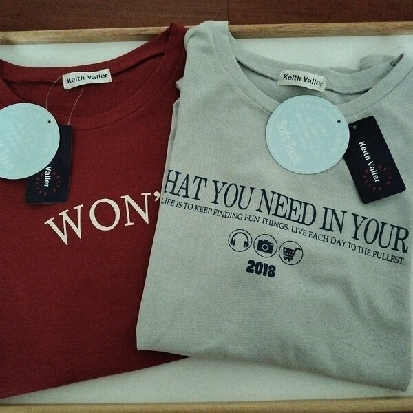 2枚セット【Mサイズ】新品タグ付き Keith Valler 半袖Tシャツ ルームウェア レディース トップス ロゴ 送料無料