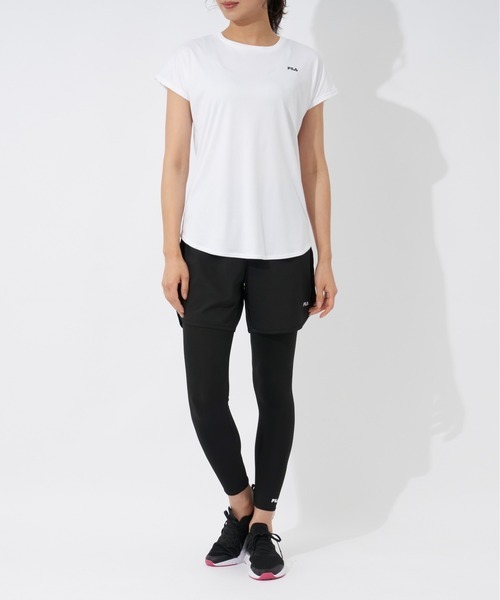 【LLサイズ】XL 白 新品 FILA 半袖Tシャツ レギンス ショートパンツ3点セット ヨガウエア スポーツウエア フィットネス 水陸両用 送料無料