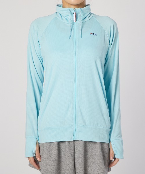 【Lサイズ】新品 FILA フィラ レディース ブロックメッシュUVウェア ラッシュガード 長袖スポーツウエア 2297234 ライトターコイズ