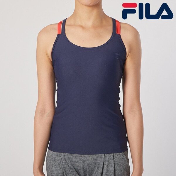 Sサイズ 新品 FILA 水陸両用 ヨガトップスヨガウェア 水着 カップ付きキャミソール バッククロスタンクトップ ネイビー定価3190円 317513