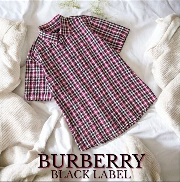 美品 好配色 BURBERRY BLACKLABEL シアサッカー 半袖 シャツ 三陽商会 正規品 バーバリー ブラックレーベル チェック柄 メンズ トップス