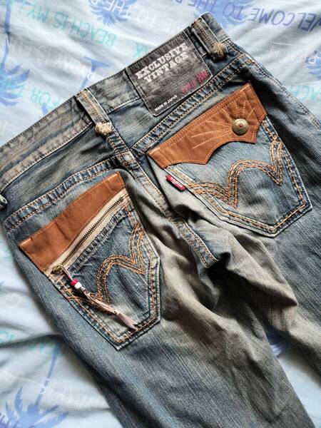 送料込み★即決★EDWIN エドウィン 423XVS EXCLUSIVE VINTAGE ストレート ダメージデニム size28