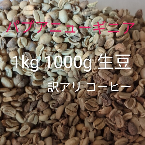 1000g 送料無料 コーヒー生豆 1kg パプアニューギニア アラビカ種 訳あり未焙煎 ロースト練習用 スタンダード以下 くず豆 詰め合わせ 珈琲