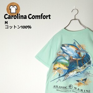 Carolina Comfort 半袖 Tシャツ M ミントグリーン B76 無地 1ポケット バックプリント ビッグプリント デカプリント コットン 100% 綿