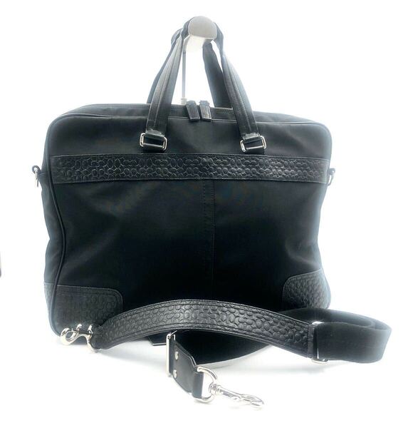 COACH コーチ シグネチャーレザー×ナイロン 2way ビジネスバッグ ショルダーバッグ ブラック メンズ 斜めがけ