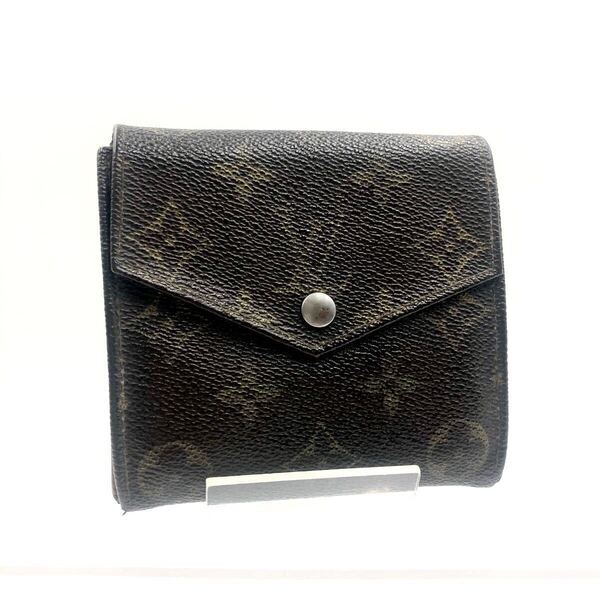 LOUIS VUITTON ルイヴィトン モノグラム ポルトモネ ビエ カルトクレディ 三つ折り財布 PVC×レザー ブラウン ゴールド金具 刻印