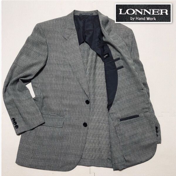 LONNER ロンナー シングルテーラードジャケット size94AB4(M相当) 日本製 2つボタン 背抜き ギンガムチェック