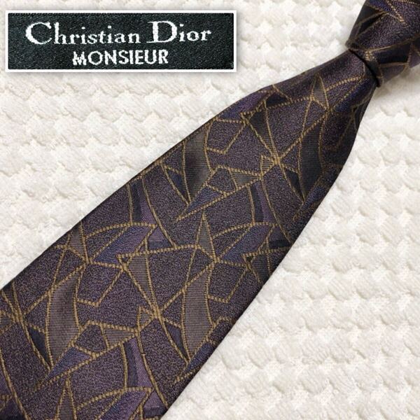 ■美品■Christian Dior クリスチャンディオール ネクタイ 不定形図形 総柄 シルク100%