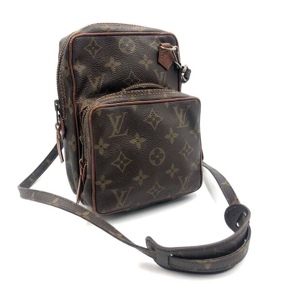 LOUIS VUITTON ルイヴィトン モノグラム ミニアマゾン ショルダーバッグ PVC×レザー(豚革) ECLAIR社ファスナー ブラウン レディース