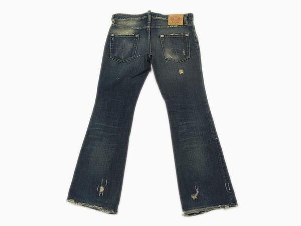 $ 美品 $ メンズ 44 M ■ Dsquared2 ディースクエアード■ ペイント リメイク加工 ブーツカット 激渋・ デニム ジーンズ■インディゴブルー